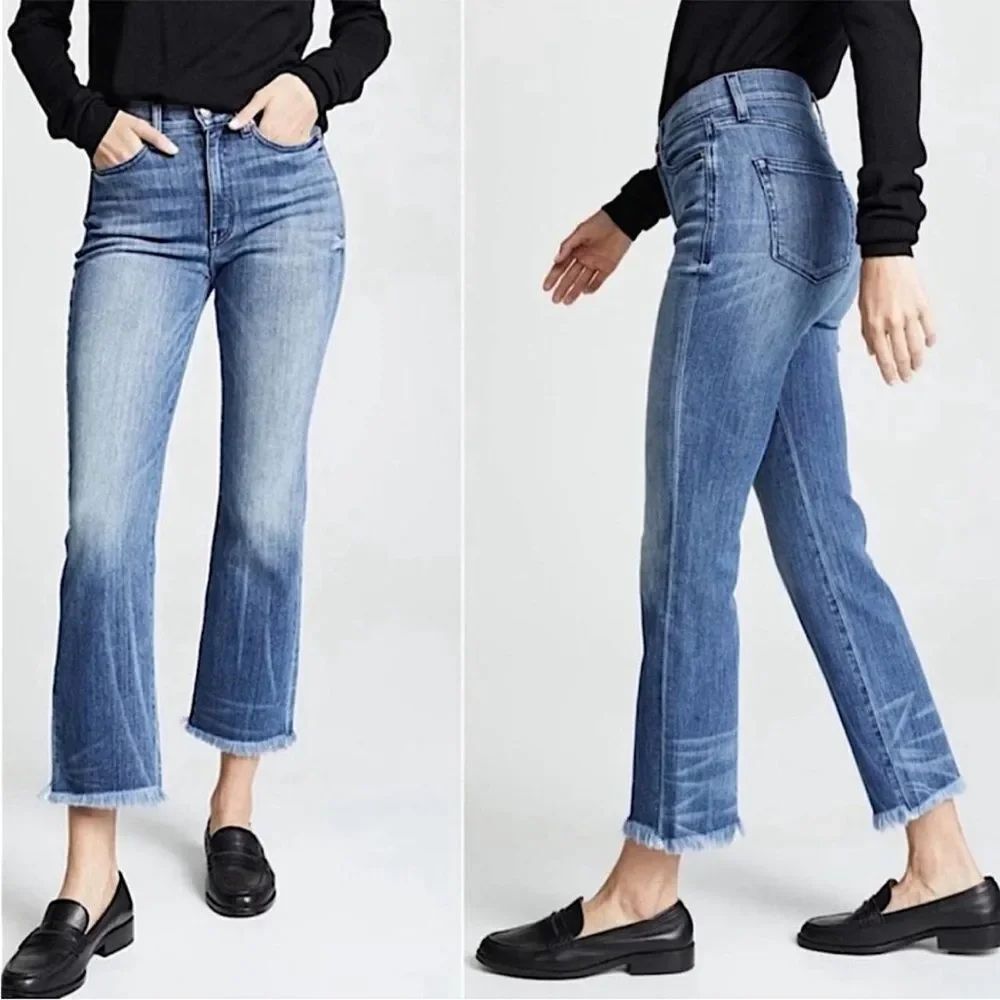 AYR | the bomb pop | Women's Blue Frayed Hem Jeans